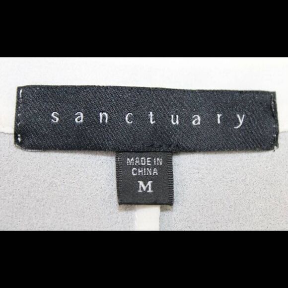 Sanctuary White Medium Sleeveless Top w/ turquoise, peach-ish black stitch - Picture 4 of 5